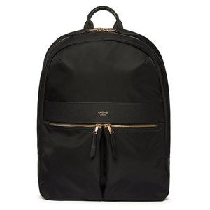 KNOMO London Beauchamp Backpack Black Nylon & Leather Gold Hardware 14” Laptop